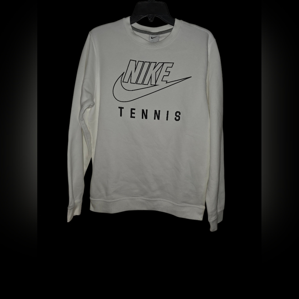 Nike Tennis Swoosh Club White Men's Size Small Crew Sweatshirt